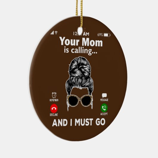 お母さんが電話して私が電話をかける セラミックオーナメント (右)