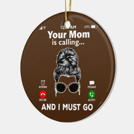 お母さんが電話して私が電話をかける セラミックオーナメント (左)