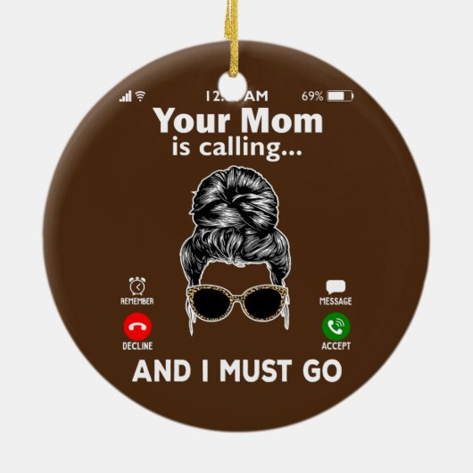 お母さんが電話して私が電話をかける セラミックオーナメント (裏面)