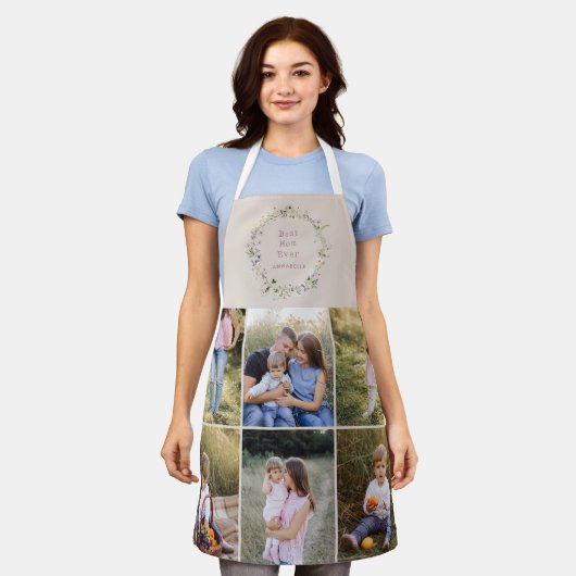 お母さんが8枚の写真フローラをデリケガーリーートにエレガント贈る エプロン (着用した状態)