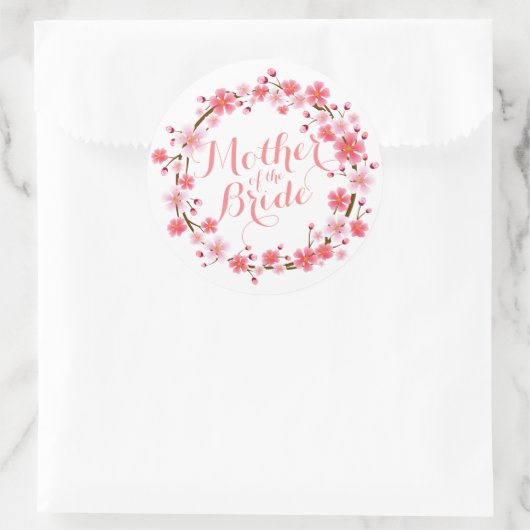 お母さんさくらんぼブロッサム結婚のステッカー ラウンドシール (バッグ)