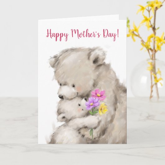 お母さんとお子さんのお母さんの日 カード (黄色い花)