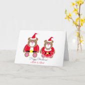 お母さんとお父さんのクマのぬいぐるみクリスマス カード (黄色い花)