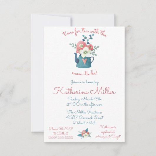 お母さんとお茶の時間! シャワー 招待状 (正面)