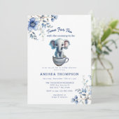 お母さんとお茶 |ベビーサファリ動物の赤ちゃんシャワー 招待状 (スタンド正面)