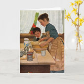 お母さんとの母の日の料理 カード (黄色い花)