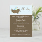 お母さんとベビーの鳥のボーイ·ベイビーシャワー 招待状 (スタンド正面)