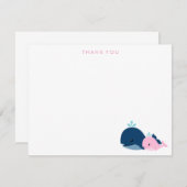 お母さんとベビークジラありがとうご注意{pink} サンキューカード (正面/裏面)