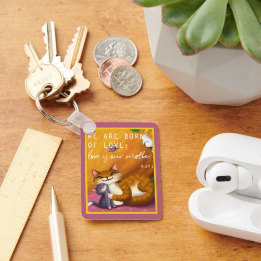 お母さんとベビー猫 キーホルダー (デスク)