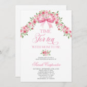 お母さんと一緒にお茶をする時間シャワー女の子 招待状 (正面/裏面)