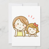 お母さんと娘さんがかわいい漫画 招待状 (正面)