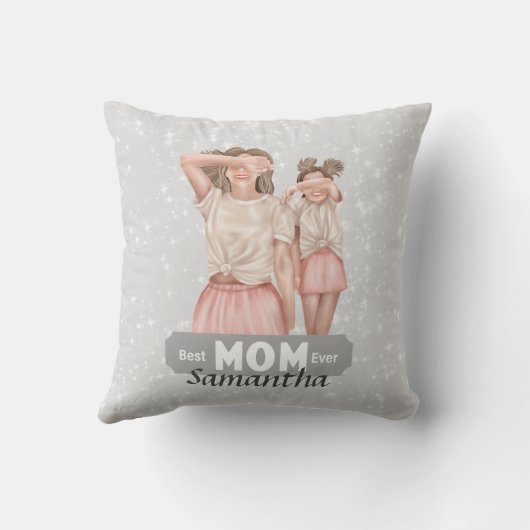 お母さんと娘の色をカスタマイズ |グレー クッション (裏面)