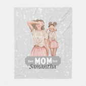 お母さんと娘の色をカスタマイズ |グレー フリースブランケット (正面)