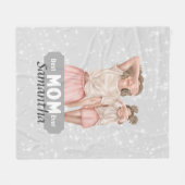 お母さんと娘の色をカスタマイズ |グレー フリースブランケット (正面(横))