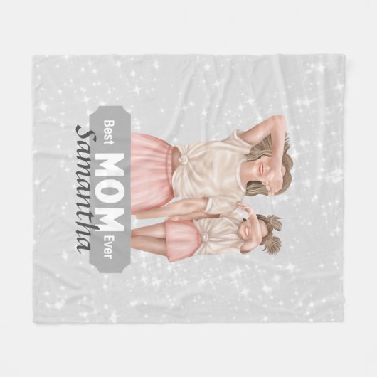 お母さんと娘の色をカスタマイズ |グレー フリースブランケット (正面(横))