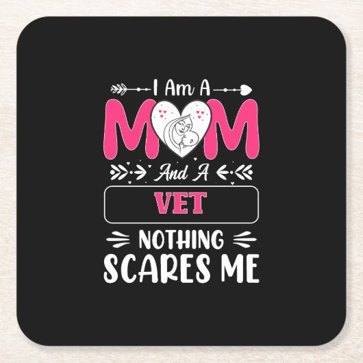 お母さんと獣医さん何も怖くないおもしろい、お母さん スクエアペーパーコースター (正面)
