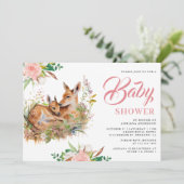 お母さんと赤ちゃんの鹿のフラワーベビーシャワー 招待状 (スタンド正面)