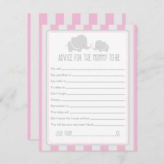 お母さんにあのベビーシャワーのゲームカードのためのアドバイス 招待状 (正面/裏面)