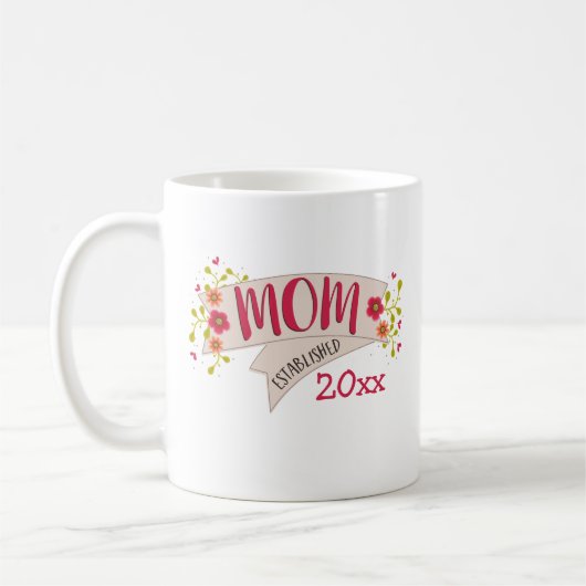 お母さんによって確立される花の旗 コーヒーマグカップ (左)