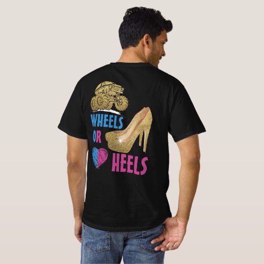 お母さんに愛されてる車輪かかとで性別が分かる Tシャツ (裏面フル)