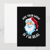お母さんに聞いて 私が本当に面白いクリスマスのサンタクロースか聞いて 招待状 (正面/裏面)