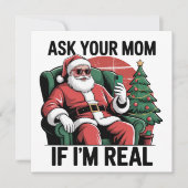 お母さんに聞いて 面白いサンタ 皮肉なレトロクリスマス シーズンカード (正面)