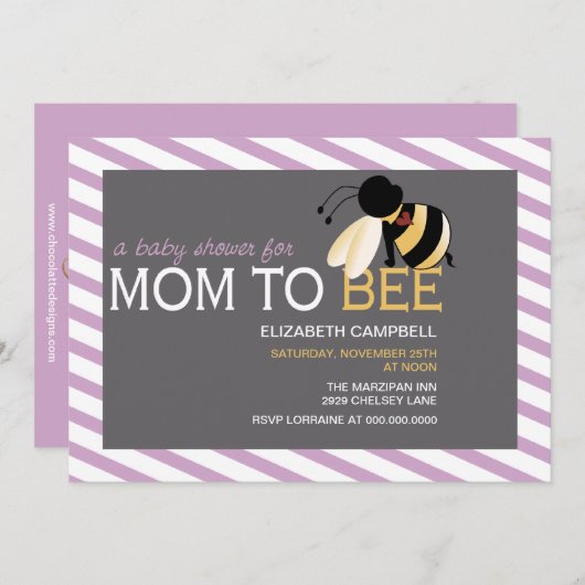 お母さんに蜂のベビーシャワーの招待状-ぼろぼろの蘭 招待状 (正面/裏面)