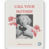 お母さんに電話して！英語 シール (正面)