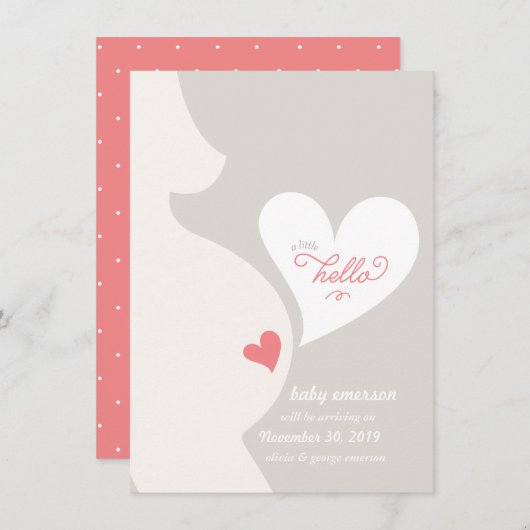 お母さんのおなかの妊娠の発表からの愛 案内状 (正面/裏面)