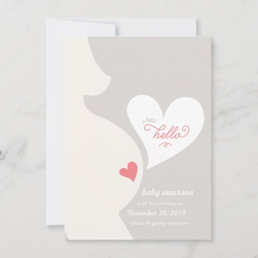 お母さんのおなかの妊娠の発表からの愛 案内状 (正面)