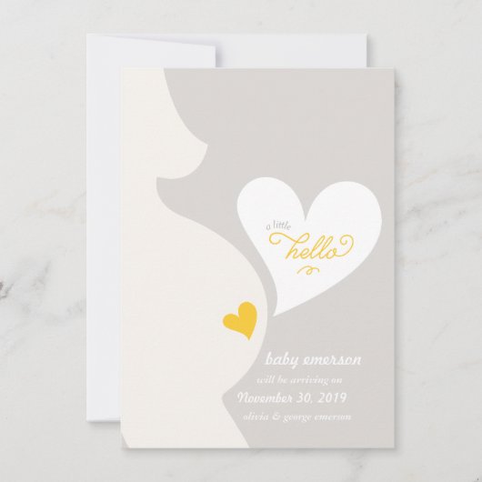 お母さんのおなかの妊娠の発表からの愛 案内状 (正面)