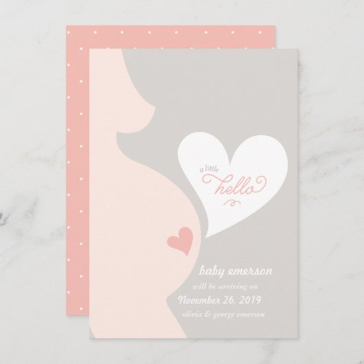 お母さんのおなかの妊娠の発表からの愛 案内状 (正面/裏面)