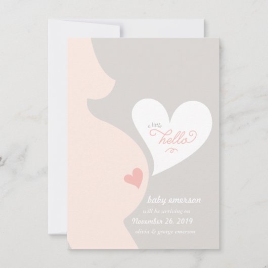 お母さんのおなかの妊娠の発表からの愛 案内状 (正面)