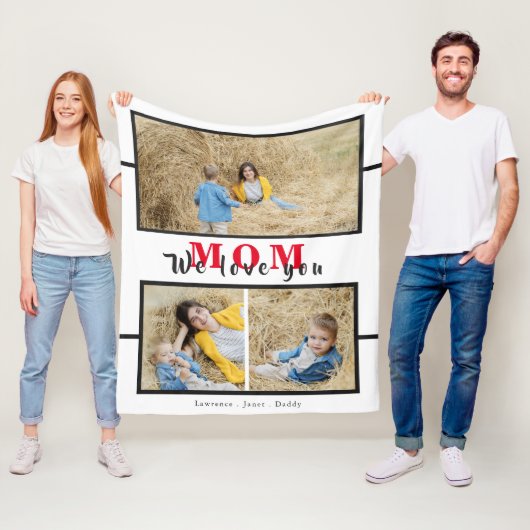 お母さんのおばあちゃんの写真コラージュ フリースブランケット (インサイチュ)