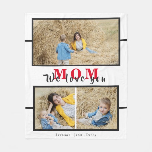 お母さんのおばあちゃんの写真コラージュ フリースブランケット (正面)