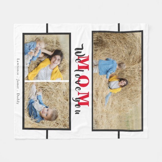 お母さんのおばあちゃんの写真コラージュ フリースブランケット (正面(横))