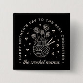 お母さんのお母さん日は最高の編み物好き 缶バッジ (正面)