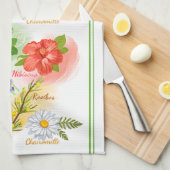 お母さんのお気に入りのハーブティー キッチンタオル (四つ折り)