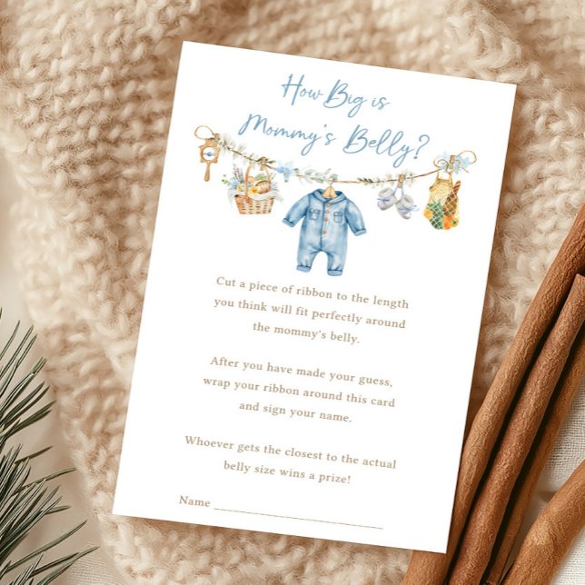 お母さんのお腹はどれくらい大きいの？ゲーム for 少年 (Blue Locally Grown Baby Shower How Big is Mommy's Belly Game)