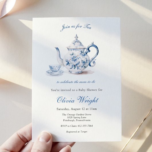 お母さんのために赤ちゃんシャワーお茶パーティー 招待状