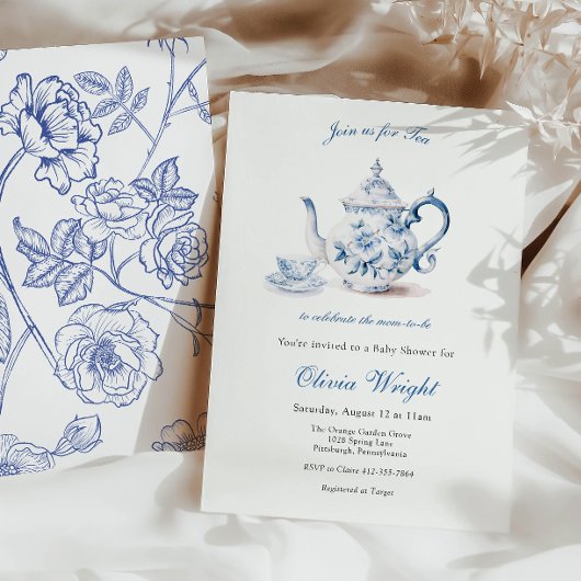 お母さんのために赤ちゃんシャワーお茶パーティー 招待状
