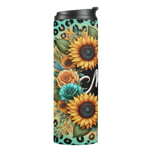 お母さんのためのひまわりバラ付きフローラ タンブラー (回転左)