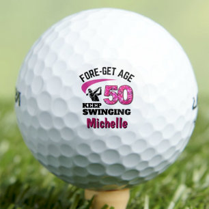 お母さんのためのカスタム50歳のギフト - ピンクのFORE-get Age 50 ゴルフボール