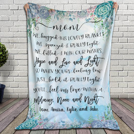 お母さんのための多肉青水色スプラッシュギフト フリースブランケット