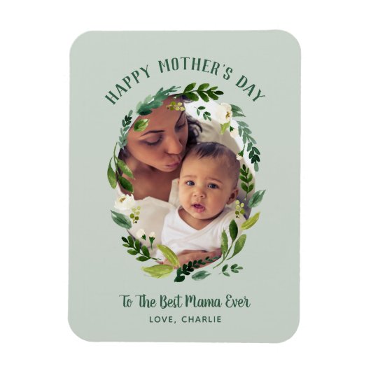 お母さんのための甘い緑の母の日の写真ギフト マグネット (縦)
