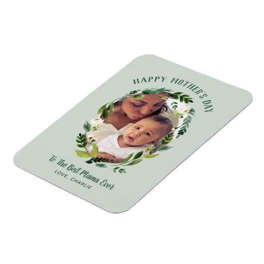 お母さんのための甘い緑の母の日の写真ギフト マグネット (左側)