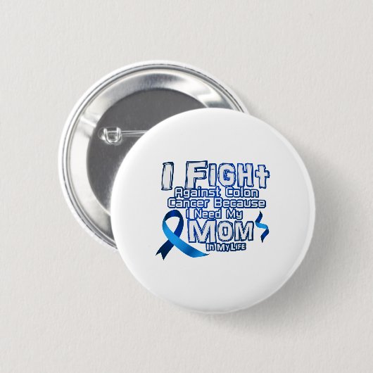 お母さんのための結腸癌に対する戦い 缶バッジ (正面&裏面)
