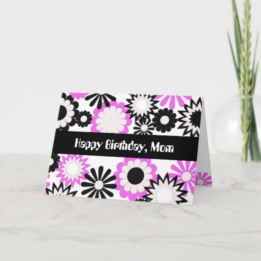 お母さんのための誕生日、明るい花 カード (正面)