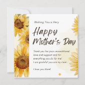 お母さんのひまわりグリーティングカードと幸せな日 (正面)