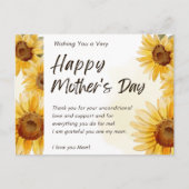 お母さんのひまわりグリーティングカードと幸せな日 ポストカード (正面)